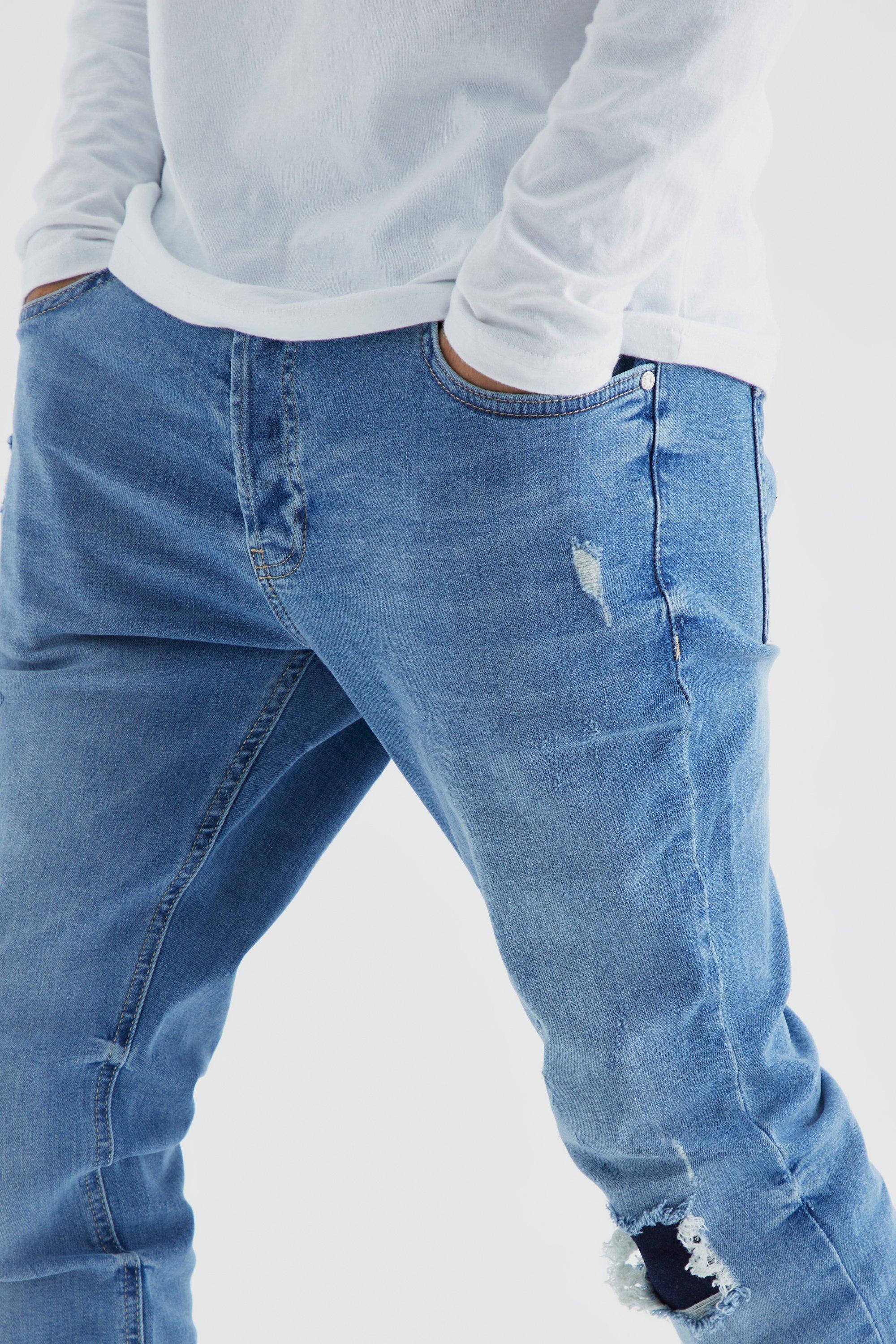 Light blue distressed 2024 skinny jeans mens